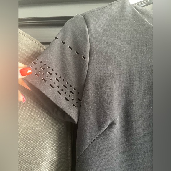 Black Perforated Detailing Short Sleeved Mini Skirt - Picture 6 of 9